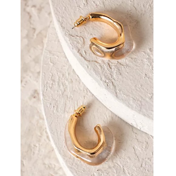 Anthropologie Jewelry - NEW ~ Anthropologie Irregular Resin Clear Hoop Earrings